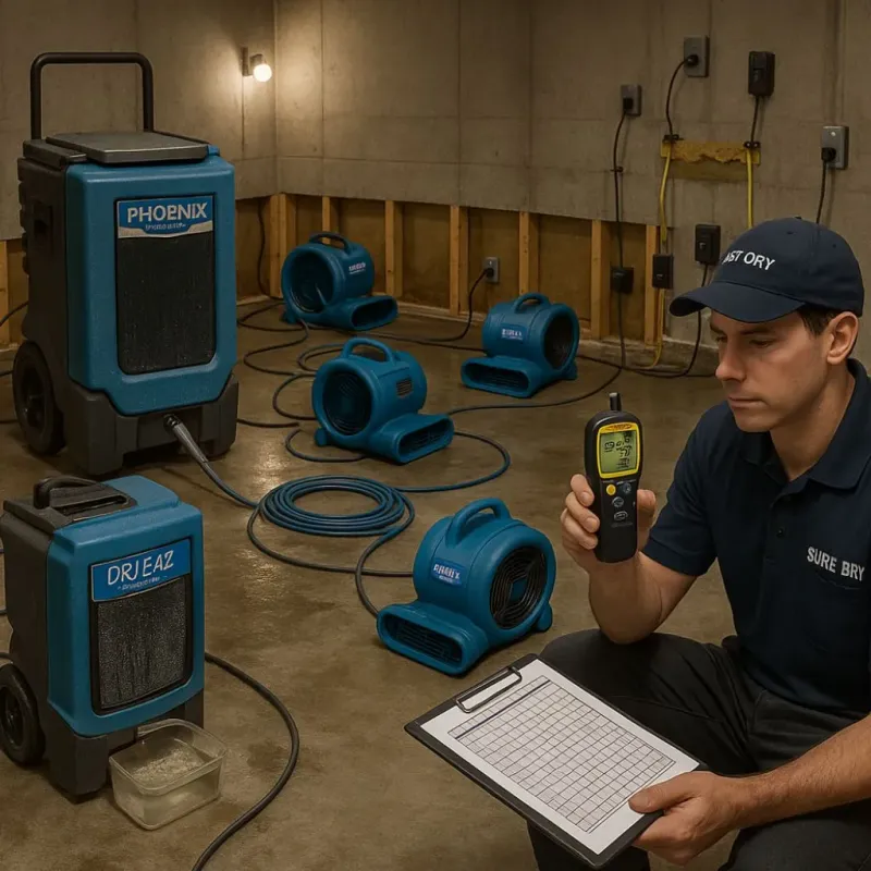 Structural Drying and Dehumidification process in Worden, IL